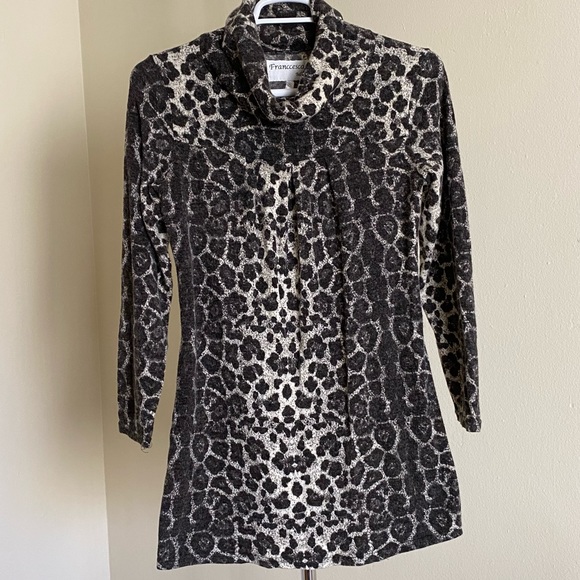 Mob Wife OG Punk Animal Print Cowl Neck Tunic Sweater Size Small - Picture 1 of 12